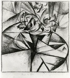 Kubo-futurista kompozíció, 1915 (szén papíron)